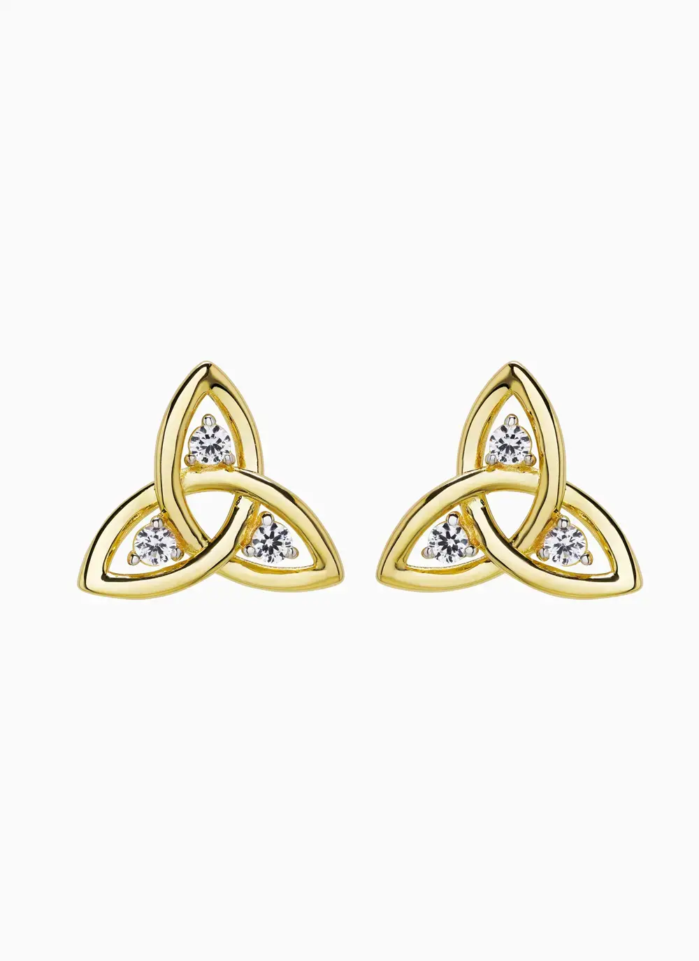 Delicate 14K Gold Vermeil Trinity Knot with White Sapphire Stud Earrings